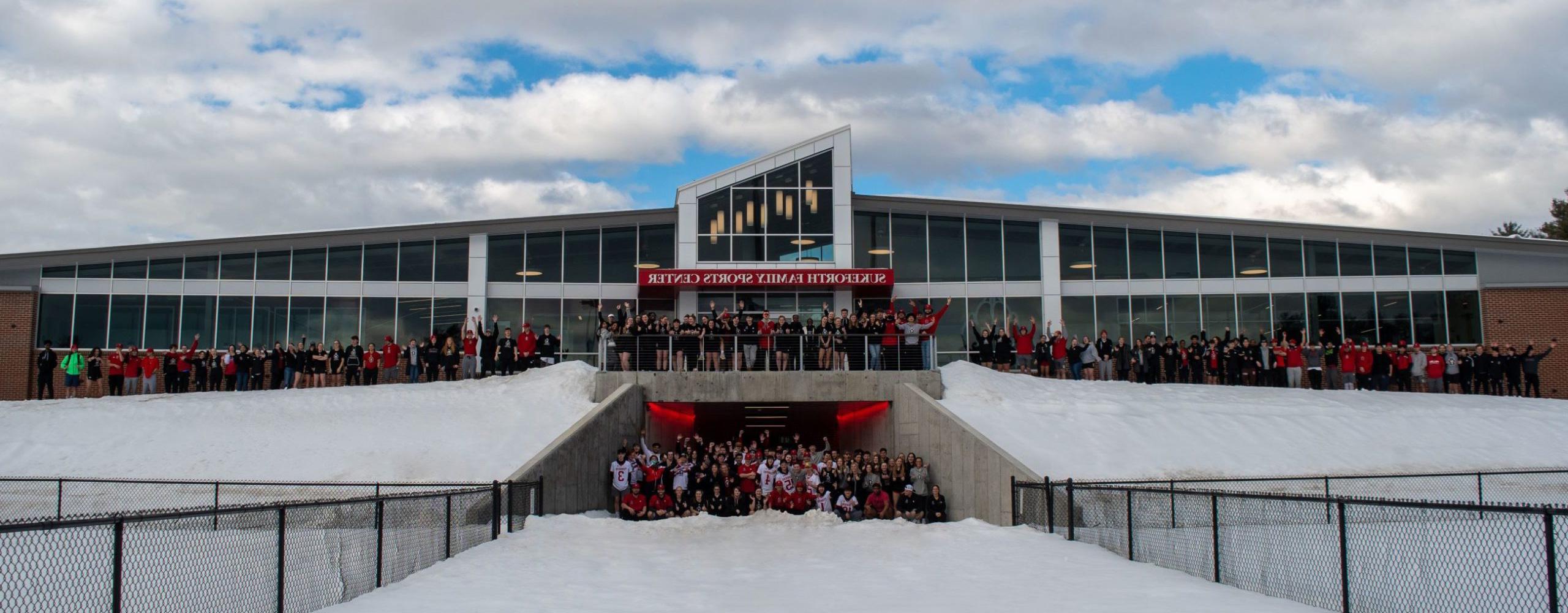 Thomas College Sukeforth Family Sports Center with Student Athletes in Winter